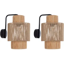 Beliani Wandlampe 2er Set JAMMA Papierschnur Naturfarben