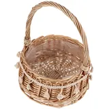 Cabilock Geflochtener Blumenkorb Blumenvase Rattankorb Obstkorb Streukorb Wicker Rattan Basket Blumenmädchen Körbchen Blumenkinder Korb für Hochzeit Tischdeko Landhausstil Deko