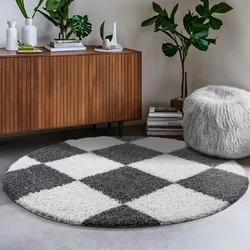 Hochflor-Teppich SANAT "Milano 1250", grau, H:30mm Ø:200cm, Kunstfaser, Teppiche, Hochflor, Wohnzimmer, Schlafzimmer, fussbodenheizungsgeeignet