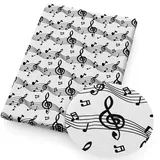Zelbuck Baumwollstoff Mit Musiknoten-Aufdruck, 50 cm X 145 cm, Bastelstoff Aus Baumwollmaterial for Selbermachen (Color : Music Note A)