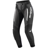 SHIMA Miura 2.0 Motorradhose - Leder, Damen, Sporthose mit Hüft- und Knieprotektoren, perforiertes Leder, elastische Einsätze, für 2-teilige Kombi (38, Schwarz/Weiß)