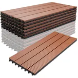 Daromigo WPC Terrassenfliesen 30x60cm 30er Set für 5m2 Holzfliesen Balkon, Balkon Bodenfliese, Bodenbelag Gartenplatten Terrasse Garten Balkonbodenbeläge, Braun