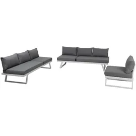 Möbilia Sitzgruppe Ecksofa Couchtisch grau/dunkelgrau