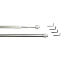 INDEKO Scheibenstange INDEKO "Scheibenstange ausziehbar 1-läufig, 2 Stück" Gr. 2, silber (edelstahlfarben, silberfarben), Ø:11mm, Eisen, Gardinenstangen