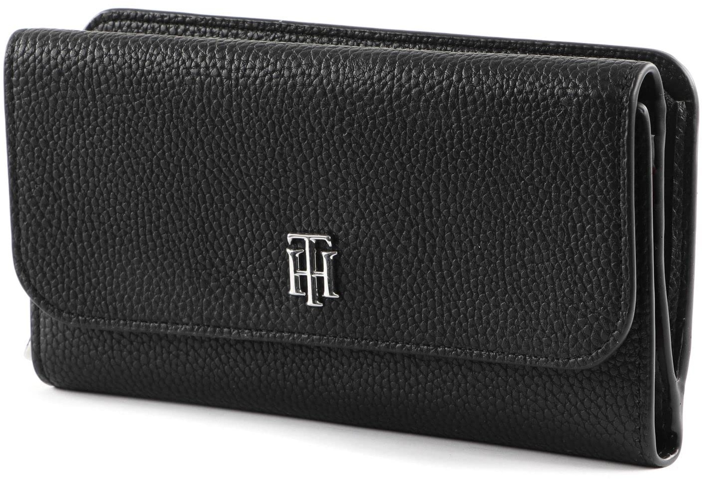 Tommy Hilfiger Damen Th Element Polyurethan Geldbörse mit großer Klappe Reisezubehör-Bi-Fold-Brieftasche, Schwarz, Einheitsgröße - OS