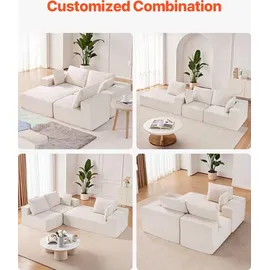 Vevor Eckcouch Cord 2-Sitzer Beige