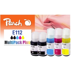 Peach E112  Spar Pack Plus Druckerpatronen (2*bk, c/m/y) ersetzt Epson No. 112 für z.B. Epson EcoTank L 11160, Epson EcoTank L 15150