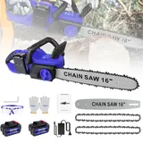 16 Zoll Elektrische Kettensäge 800W Akku Kettensäge mit 4.0 Ah Akku Tragbarer Elektro Kettensäge mit Automatischer Öler Akku Motorsäge 40 cm Schnittlänge für Garten Astschere Baum Holz Schneiden