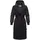 Marikoo Damen, Winterjacke "Tjadee", Langer Wickelmantel Taillierungsband, Kapuze über Knöpfe abnehmbar, Warme Jacke Frauen - N016 L, schwarz, - L