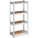 Relaxdays Schwerlastregal, HxBxT: 120 x 60 x 30 cm, 700 kg, verzinkter Stahl, Lagerregal Keller & Garage, braun/Silber