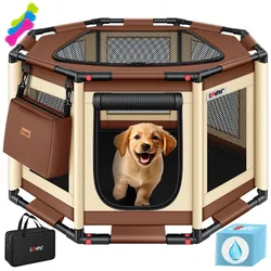 LOVPET® Welpenlaufstall für drinnen & draußen Welpenauslauf Hundekäfig Oxford-Gewebe   Tierlaufstall für Kleintiere Hunde Katzen   Hundelaufstall Freigehege Rahmen aus PVC-Rohren