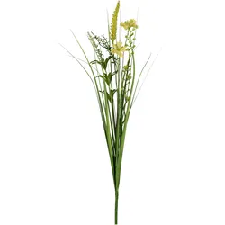 Kunstpflanze Grasbund mit Blüten I Gelb/Grün