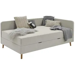 Polsterliege mit Bettkasten  ¦ beige