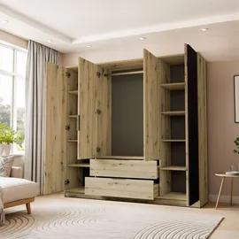 lookway Kleiderschrank Nela 206 x 200 x 51 cm Braun