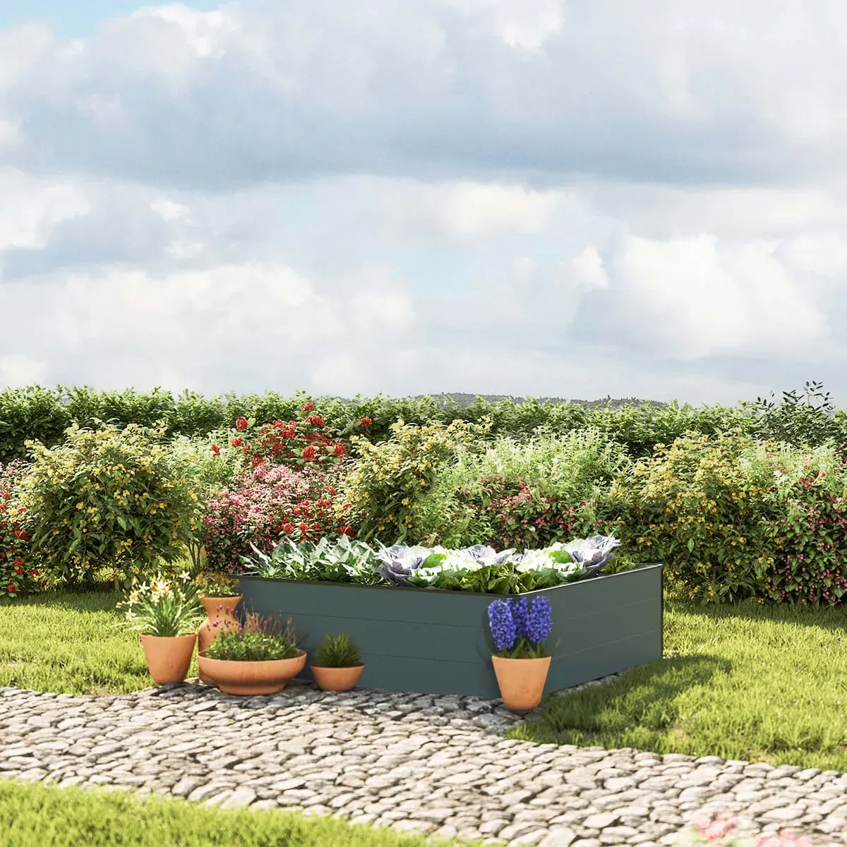 GFP Halfsize 119 x 119 x 39 cm Hochbeet, Anthrazit - (GFPV00501)