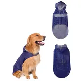 HSIXHAF 1 pcs Hunde Regenjacke Reflektierender, Regenmantel Hund Wasserdicht, Hunderegenmantel mit Kapuze, Verstellbarer Regenjacken für Klein Mittelgroße Groß Hunde, Regencape Hund, Blau