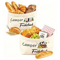 Camper Geschenke 2 Stück Camper Brotkorb Camping Brotkorb Stoff Wiederverwendbar Brotbeutel Camping Zubehör Wohnwagen Deko Dekorative Aufbewahrungskorb für Brot, Obst und Gemüse