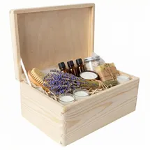 Creative Deco Holzkiste mit Deckel 30 x 20 x 14 cm 14-tlg. unlackiert
