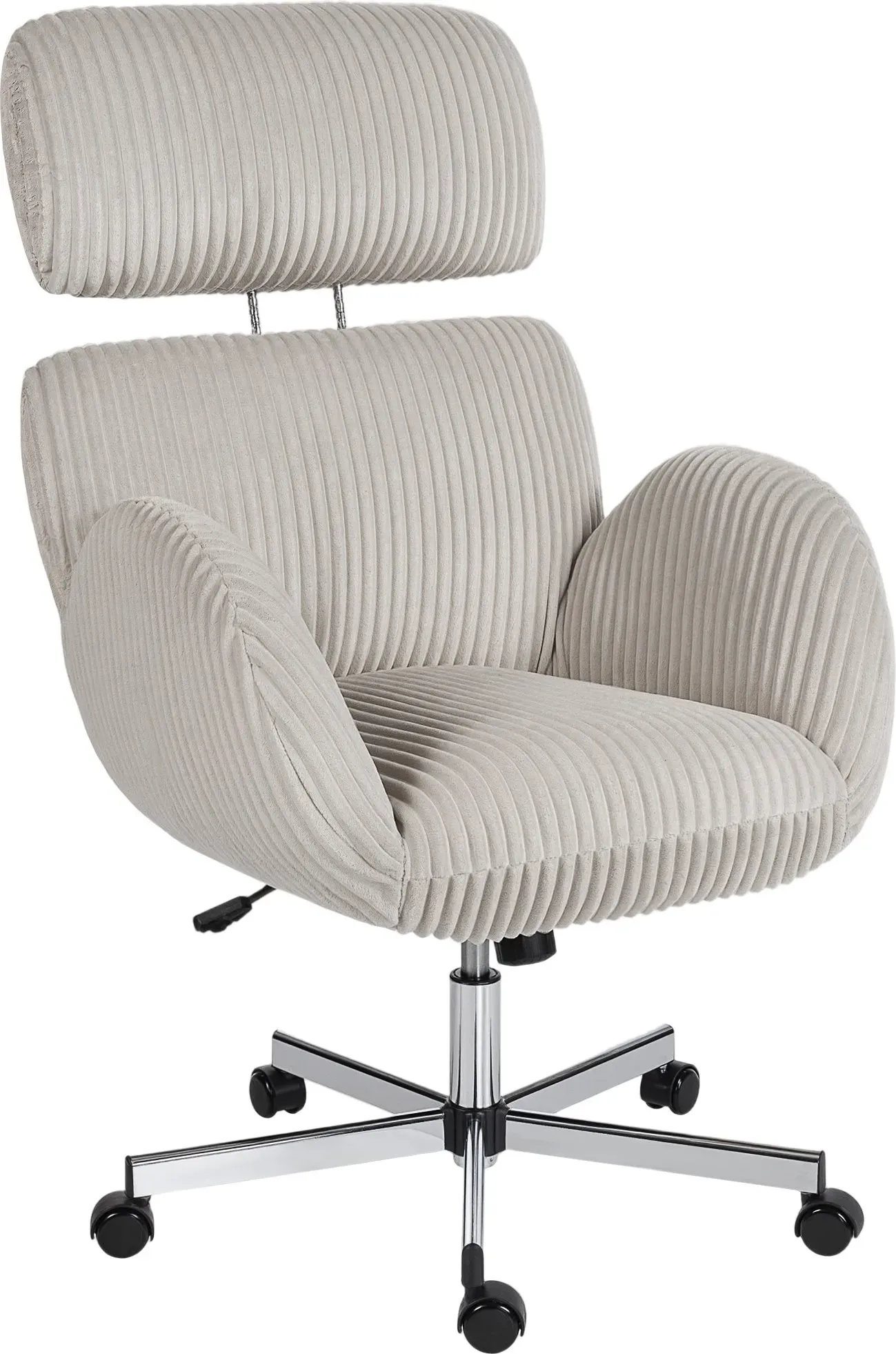 HOMCOM Ergonomischer Bürostuhl aus Velours, Bürosessel mit hoher Rückenlehne, verstellbarer Kopfstütze und Armlehnen, Rollen, höhenverstellbar, Kippfunktion, 74 x 70 x 112 cm, grau   Aosom