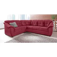 Ecksofa SIT & MORE "Savona L-Form", rot (karminrot), B:262cm H:90cm T:212cm, PRIMABELLE-Microfaser (100% Polyester), SOFTLUX/Struktur (Korpus in Kunstleder, Sitz und Rücken in Strukturstoff aus 75% Polyester und 25% Viskose), Kunstleder SOFTLUX, NaturLEDER (echtes Rindsleder), Korpus in Kunstleder SOFTLUX, Sofas, wahlweise mit Bettfunktion, inklusive Federkern, frei im Raum stellbar