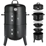 TLGREEN Smoker Räucherofen, 3 in 1 Smoker Grill, Holzkohlegrill, Räuchertonne Räuchergrill Watersmoker, Ø44,5x80 cm schwarz