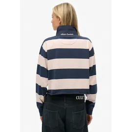 Superdry ATH ESS CROPPED STRIPE RUGBY Blau/Pink XL