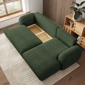 masseno Eckcouch Polyester mit Schlaffunktion L-Form 3-Sitzer Grün