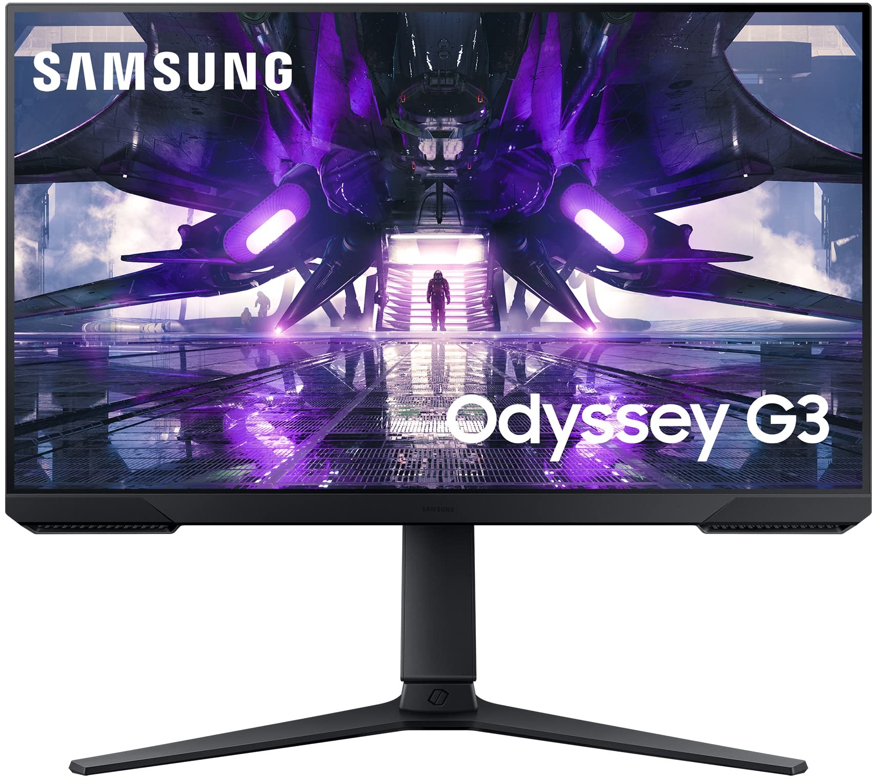 Samsung Odyssey Gaming Monitor G3A LS24AG304NR, 24 Zoll, VA-Panel, Full HD-Auflösung, AMD FreeSync Premium, Reaktionszeit 1 ms (MPRT), Bildwiederholrate 144 Hz, Schwarz