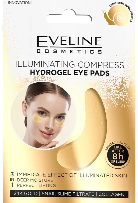 Eveline Cosmetics Gold Illuminating Compress feuchtigkeitsspendende Gel-Maske für den Augenbereich mit Schneckenextrakt 2 St.