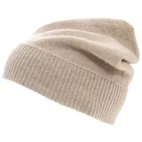 Zwillingsherz Kaschmir-Beanie in Beige