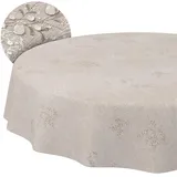 Stoff Tischdecke Tischwäsche Textil Tischtuch Baumwolle Polyester Gewebe abwaschbar pflegeleicht, in rund oval eckig Japondi Beige Rund 140cm Schnittkante