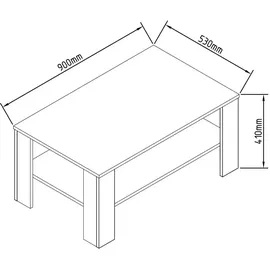 VCM Couchtisch Rolas 90x55x41 cm weiß
