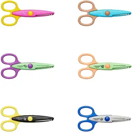 Fiskars KidzorsTM Kinder-Dekorscheren inkl. Tasche, 13 cm, Rechts- und Linkshänder, ab 4 Jahren, 6er Set