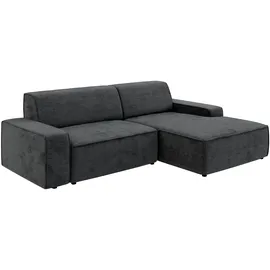 TRENDMANUFAKTUR Ecksofa TRENDMANUFAKTUR "Graz, wahlweise mit Sitzvorschub und Bettkasten, L-Form, Breite 246 cm", grau (dunkelgrau), B:246cm H:73cm T:162cm, 92% Polyester, 8% Polyamid, Sofas, Ecksofa, in Cord-, haustierfreundlichem LEO Struktur- oder LUMOS-3D-Bezug
