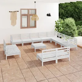 vidaXL Garten-Lounge-Set 13-tlg. Massivholz Kiefer weiß