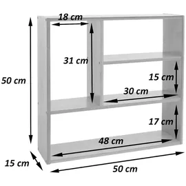 Mendler HWC-M22 Hängeregal 50 x 50 x 15 cm Braun