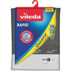Bügelbrettbezug VILEDA "Vileda Rapid Bügeltischbezug QuickFIX", grau, Polyester, Bügelbrettbezüge, Metallisierte, hitzereflektierende Oberfläche für schnelleres Bügeln
