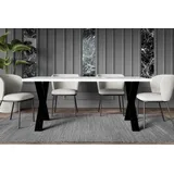 ALTDECOR Esstisch, ideal als Küchentisch oder Wohnzimmertisch, solide Konstruktion aus Möbelplatte,160x90x75 cm - Weiß Hochglanz/Schwarz - KLYN X