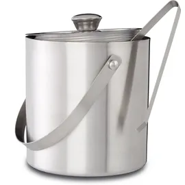 Relaxdays Eisbehälter mit Eiszange, für 1,5 Liter, HBT: 17 x 15 x 15cm, Silber