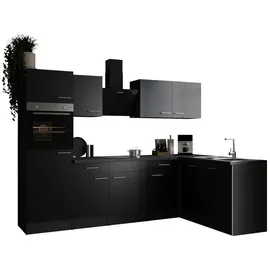 Respekta Winkelküche L-Form 280 x 172 cm Grau Schwarz