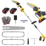 yospinber 2-in-1 Akku Teleskop Hochentaster, 6 Zoll Hochentaster Akku Elektrisch, 21V Teleskop Astsäge Astschere mit 2 x 2000mAh, Handkettensäge für Gartenscheren Astschere Holzschneidenz