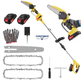yospinber 2-in-1 Akku Teleskop Hochentaster, 6 Zoll Hochentaster Akku Elektrisch, 21V Teleskop Astsäge Astschere mit 2 x 2000mAh, Handkettensäge für Gartenscheren Astschere Holzschneidenz