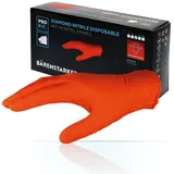 PRO FIT Einweghandschuhe Nitril, Premium Montagehandschuhe, Diamantmuster, Orange (50, Stück) Durchschlagsicher, Sicher, Reißfest, Puderfrei, Latexfrei, Abriebfest orange XXL/11