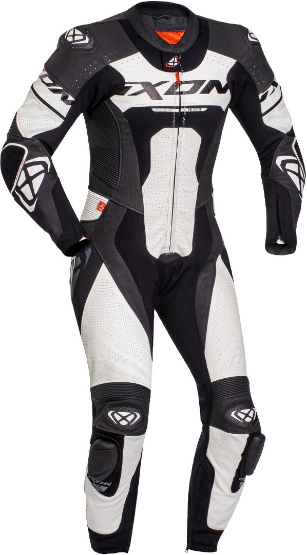 Ixon Jackal Een stuk motorfiets lederen pak, zwart-wit, 2XL