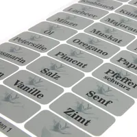 Druckspezialist 99 Silberne Gewürzetiketten Vorratsetiketten (Teil 1 + 2 + 3), Etiketten, Gewürze, Aufkleber, Gewürzaufkleber 33 x 17 mm