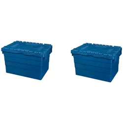 2 Stück Kunststoffkisten mit Deckel 60 x 40 x 36,5 cm Aufbewahrungsbox in Industriequalität