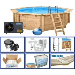 Interline Holzpool Java Wärmepumpen Set ø 5,30m/ 1,36m Wärmepumpe 4,5KW Set