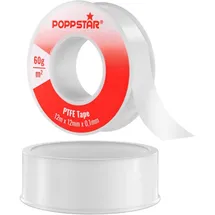 POPPSTAR Teflonband DVGW 12m x 12mm x 0,1mm (60g/m2 FRp für Feingewinde, Trinkwassergeeignet), 1 Rolle