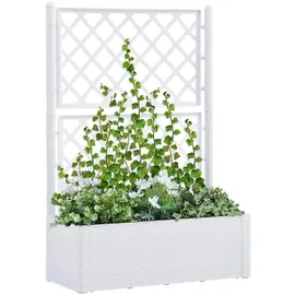 furnicato Garten-Hochbeet mit Spalier und Selbstbewässerungssystem 0 x 0 x 0 cm Weiß