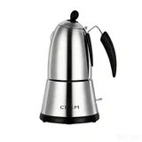 CDKM Elektrische Mokka-Kaffeemaschine, automatische Abschalt-Mokka-Kanne, Espressomaschine, 3/6 Tassen Edelstahl-Kaffeekanne, italienisches Sicherheitsventil, STRIX UK-Thermostat (340, Milliliter)
